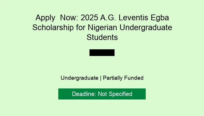 Apply Now: 2025 A.G. Leventis Egba Scholarship For Nigerian ...